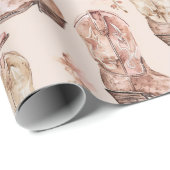 Papier Cadeau Botte rose Brown Botte sud-ouest Floral (Coin rond)