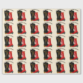 Papier Cadeau Bottes de cow-boy pour danse carrée (Plat)
