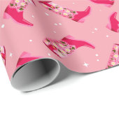 Papier Cadeau Bottes de cowboy et fleurs (Coin rond)