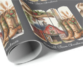 Papier Cadeau Bottes de cowgirl occidentale rétro de la petite v (Coin rond)