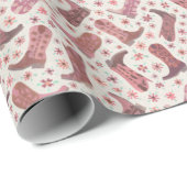 Papier Cadeau Bottes pour fille en papier en rose et en fleurs B (Coin rond)