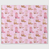 Papier Cadeau Bottes pour fille rose Tan Anniversaire (Plat)