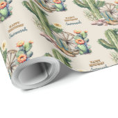 Papier Cadeau Bottes rustiques du désert de l'Ouest Nom Joyeux a (Coin rond)