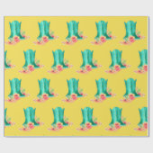 Papier Cadeau Bottes Western Cowboy Fleurs N'IMPORTE QUELLE COUL (Plat)