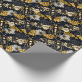 Papier Cadeau Bouches et Marigolds Jaune et Noir gothique (Coin)