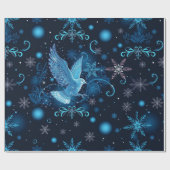 Papier Cadeau Bouchon de Noël de la colombe bleue et des flocons (Plat)