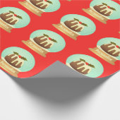 Papier Cadeau Boudin boudin neige globe tourteau d'hiver rouge v (Coin)