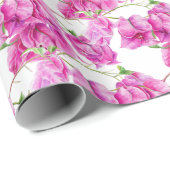 Papier Cadeau Bougainvilliers roses motif d'aquarelle (Coin rond)