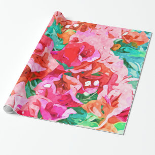 Papier Cadeau Bougainvilliers sauvages, fleurs été Floral Bohème
