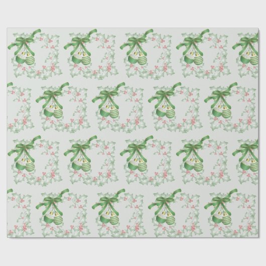 Papier Cadeau Bouges de rose verte Holly (Plat)