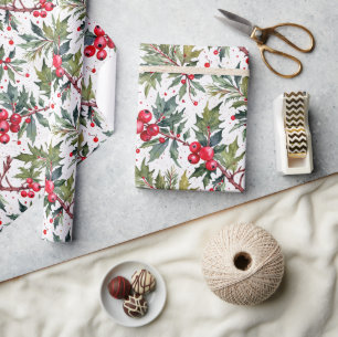 Papier Cadeau Boughs de Festive de Holly