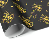 Papier Cadeau bougie contemporaine en noir et or pour noël (Coin rond)