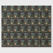 Papier Cadeau Bougie De Noël Dans La Fenêtre Ferme (Plat)