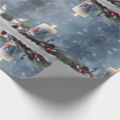 Papier Cadeau Bougie de Noël d'hiver avec neige et espace de cop (Coin)