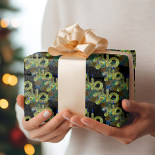 Papier Cadeau Bougie et ornements noir Lumière néon luisant