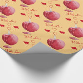 Papier Cadeau Bougie romantique en forme de coeur brûlant rouge (Coin)