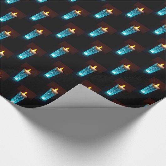 Papier Cadeau Bougies Bleues illuminer Diwali Noël (Coin)