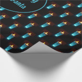 Papier Cadeau Bougies Bleues Lumières Motif (Coin)