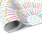 Papier Cadeau Bougies d'Anniversaire Concentré Moderne - Papier  (Coin rond)