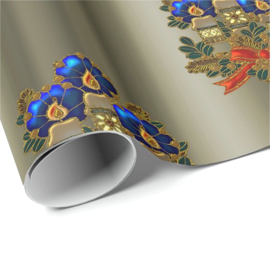 Papier Cadeau Bougies de Noël (Coin rond)
