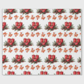 Papier Cadeau Bougies de Noël aquarelle (Plat)