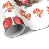Papier Cadeau Bougies de Noël aquarelle (Coin rond)