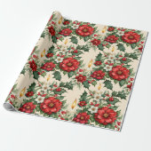 Papier Cadeau Bougies de Noël en fleurs (Déroulé)