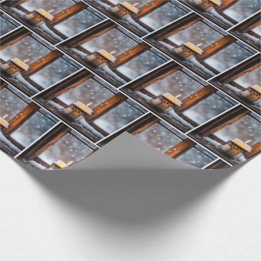 Papier Cadeau Bougies De Noël En Neige (Coin)