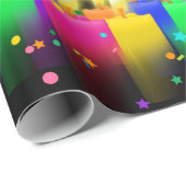 Papier Cadeau Bougies et confetti d'anniversaire en noir (Coin rond)