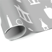 Papier Cadeau Bougies et lanternes gris fumée (Coin rond)