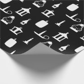 Papier Cadeau Bougies et lanternes Noir (Coin)
