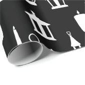 Papier Cadeau Bougies et lanternes Noir (Coin rond)