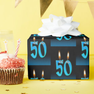 Papier Cadeau bougies humoristiques à 50e anniversaire avec des 