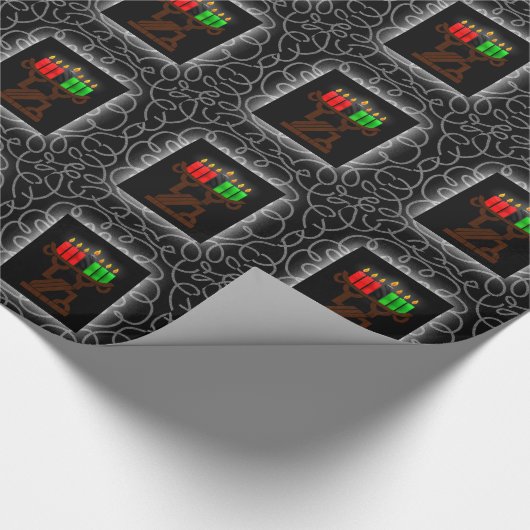 Papier Cadeau Bougies Kwanzaa Lit Kinara avec noir et argent (Coin)