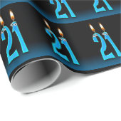 Papier Cadeau Bougies Le 21E Anniversaire (Coin rond)