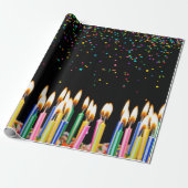Papier Cadeau Bougies Lit Anniversaire Avec Confetti (Déroulé)