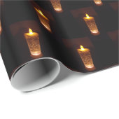 Papier Cadeau Bougies orange jaune illuminant Diwali Noël (Coin rond)