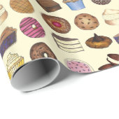 Papier Cadeau Boulangerie Bake Vente Aliments Brownie Cupcake Pi (Coin rond)