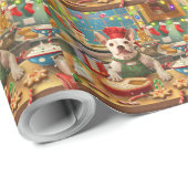 Papier Cadeau Boulangerie de Noël Bull Terrier (Coin rond)