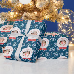 Papier Cadeau Boule à neige pour le premier Noël de bébé Flocons