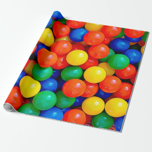 Papier Cadeau Boule boule bouchée boule bleu, vert, rouge, jaune