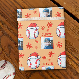 Papier Cadeau Boule de baseball Chapeau de Père Noël Flocon de n