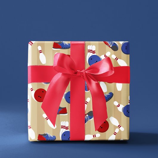 Papier Cadeau Boule de bowling, poubelles et chaussures à motifs