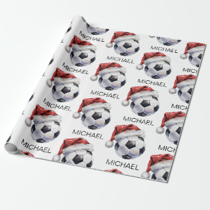 Papier Cadeau Boule de foot de Noël personnalisée Joyeux Noël Sa