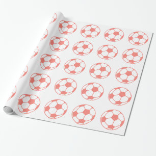 Papier Cadeau Boule de football rose corail