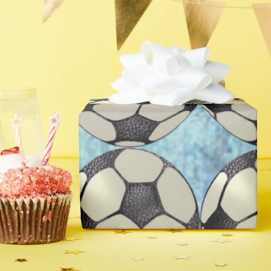 Papier Cadeau Boule de football Sky Blue 1 (Fête d'anniversaire)