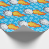 Papier Cadeau Boule de golf à flammes personnalisable (Coin)