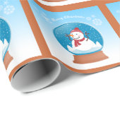 Papier Cadeau Boule de neige de Noël avec neige (Coin rond)
