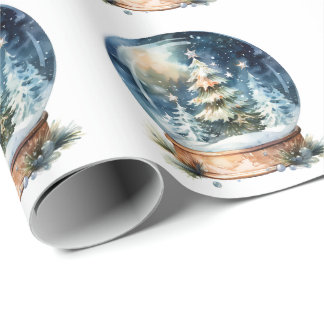 Papier Cadeau Boule de Noël arbre de Noël aquarelle hiver