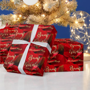 Papier Cadeau Boule de Noël italienne Natale Rouge Poinsettia